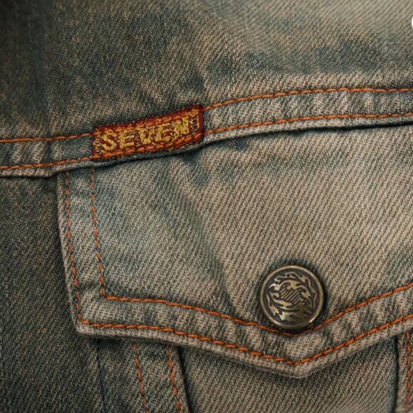 7 for all Mankind Sherpa Lined Denim Womens Jacket VINTAGE, Large - Picture 4 of 14